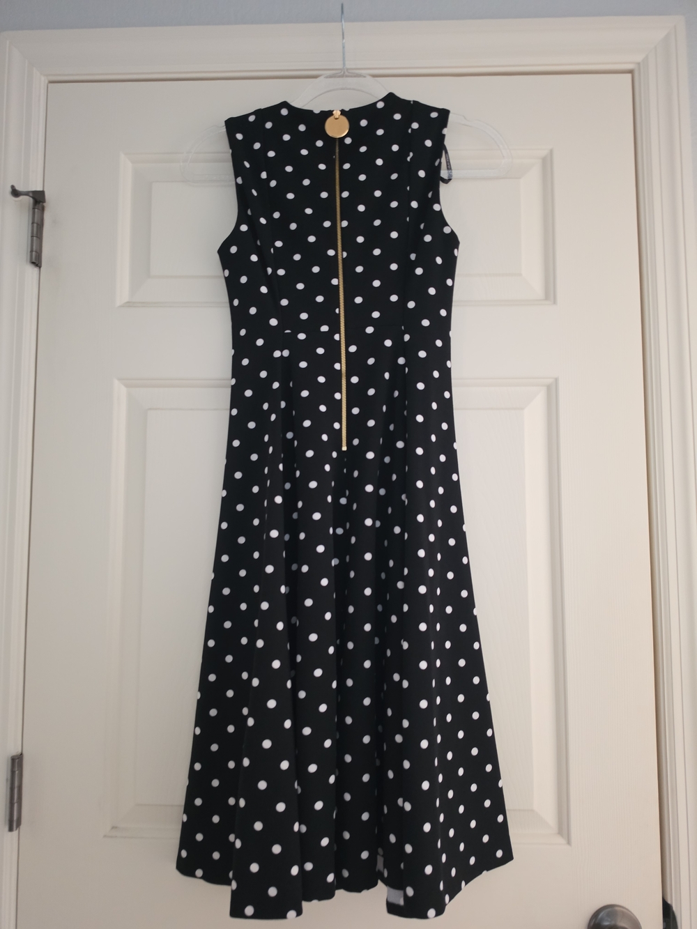 Calvin Klein 0P Black Polka Dot Midi Dress - Picture 4 of 5